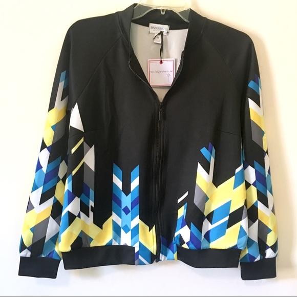 {Bisou Bisou} Cascade Geo Print Bomber Jacket - Picture 4 of 8
